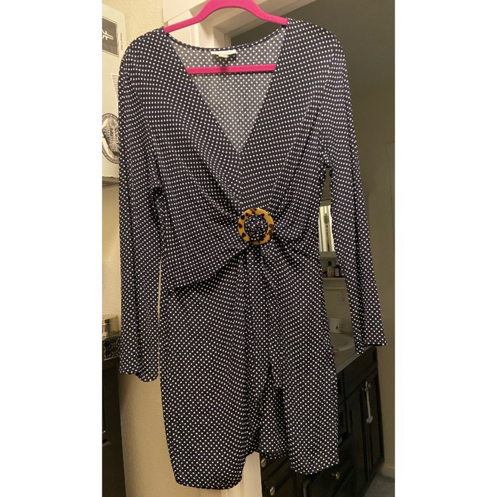 Topshop long sleeve polka dot dress